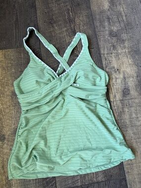 Light Green Women’s One-Piece Swim Top - Twist Front